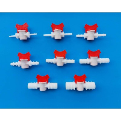 Plastic Mini In-line Barbed Flow Control Ball Valve With 4~25mm Double Barb Hose Connector